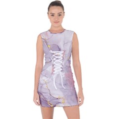 Liquid Marble Lace Up Front Bodycon Dress by BlackRoseStore