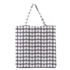 Gray And White Leaf Pattern Grocery Tote Bag by GardenOfOphir