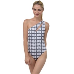 Gray And White Leaf Pattern To One Side Swimsuit by GardenOfOphir