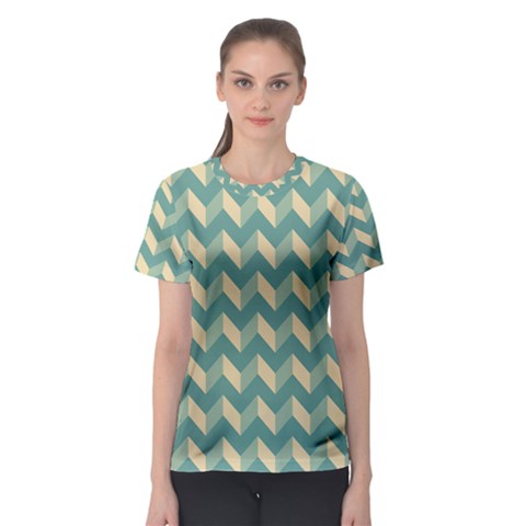 Modern Retro Chevron Patchwork Pattern Women s Sport Mesh Tee by GardenOfOphir