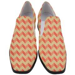 Modern Retro Chevron Patchwork Pattern Women Slip On Heel Loafers by GardenOfOphir