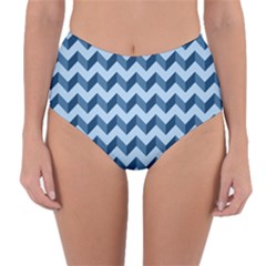 Modern Retro Chevron Patchwork Pattern Reversible High-waist Bikini Bottoms by GardenOfOphir