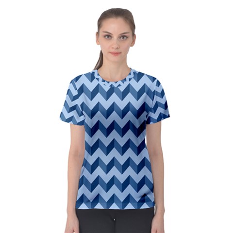 Modern Retro Chevron Patchwork Pattern Women s Sport Mesh Tee by GardenOfOphir