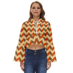 Modern Retro Chevron Patchwork Pattern Boho Long Bell Sleeve Top