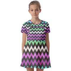 Chevron Pattern Gifts Kids  Short Sleeve Pinafore Style Dress by GardenOfOphir