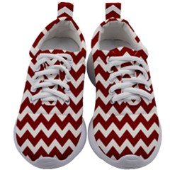 Red Chevron Pattern Gifts Kids Athletic Shoes by GardenOfOphir