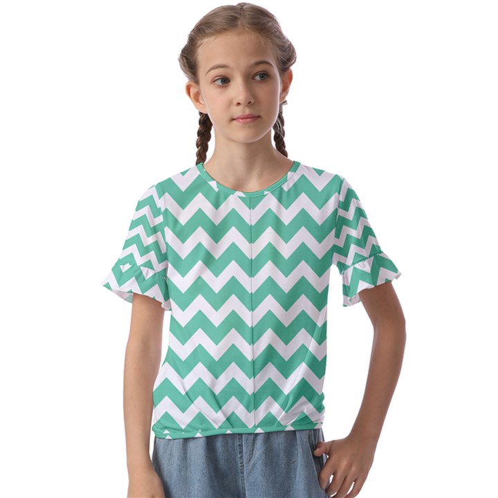 Chevron Pattern Giftt Kids  Cuff Sleeve Scrunch Bottom Tee