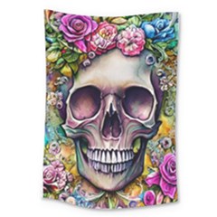 Skull And Bones Retro Large Tapestry by GardenOfOphir