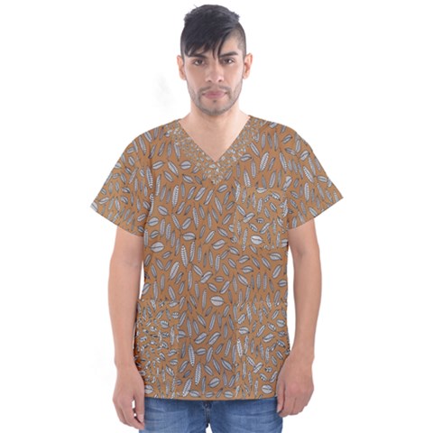 Leaves-013 Men s V-neck Scrub Top by nateshop