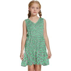 Leaves-015 Kids  Sleeveless Tiered Mini Dress by nateshop