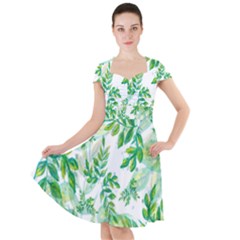 Leaves-37 Cap Sleeve Midi Dress by nateshop