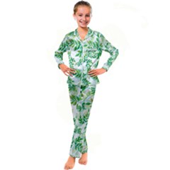 Leaves-37 Kid s Satin Long Sleeve Pajamas Set by nateshop