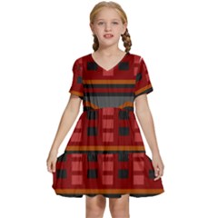 Red-011 Kids  Short Sleeve Tiered Mini Dress by nateshop