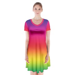 Spectrum Short Sleeve V-neck Flare Dress by nateshop