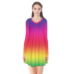 Spectrum Long Sleeve V-neck Flare Dress by nateshop