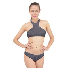 Texture-jeans High Neck Bikini Set by nateshop