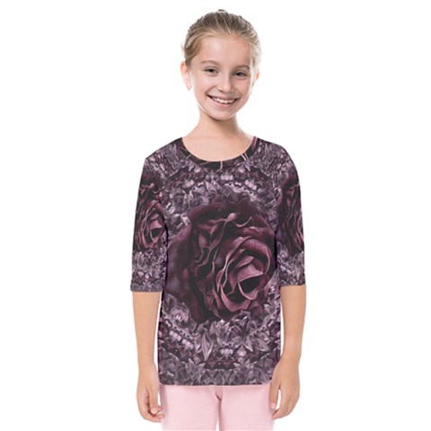 Rose Mandala Kids  Quarter Sleeve Raglan Tee by MRNStudios