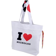 I Love Nicholas Drawstring Tote Bag by ilovewhateva