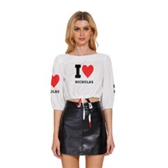 I Love Nicholas Mid Sleeve Drawstring Hem Top by ilovewhateva