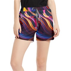 Ai Generated Waves Splash Liquid Paint Wall Women s Runner Shorts by Jancukart