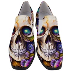 Gothic Cute Skull Floral Women Slip On Heel Loafers by GardenOfOphir