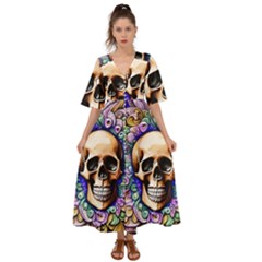 Gothic Skull Kimono Sleeve Boho Dress by GardenOfOphir