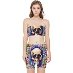 Gothic Skull Stretch Shorts And Tube Top Set by GardenOfOphir