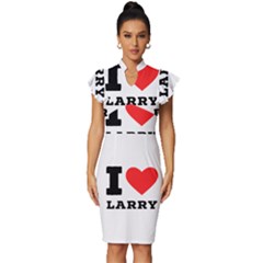 I Love Larry Vintage Frill Sleeve V-neck Bodycon Dress by ilovewhateva