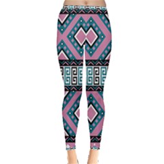 Pink Pattern Design Vintage Inside Out Leggings