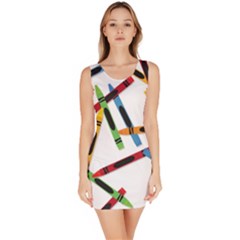 Crayons Color Pencils Stationary Bodycon Dress by Ravend