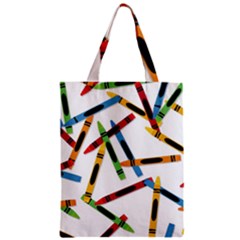 Crayons Color Pencils Stationary Zipper Classic Tote Bag by Ravend