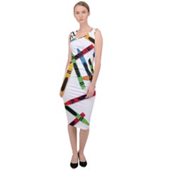 Crayons Color Pencils Stationary Sleeveless Pencil Dress by Ravend