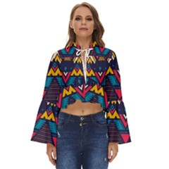 Pattern Colorful Aztec Boho Long Bell Sleeve Top