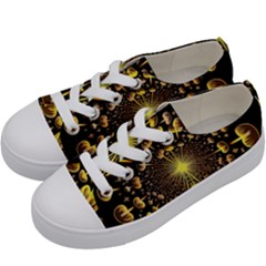Mushroom Fungus Gold Psychedelic Kids  Low Top Canvas Sneakers