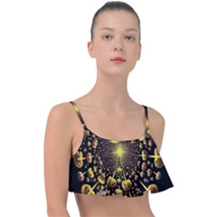 Mushroom Fungus Gold Psychedelic Frill Bikini Top by Ravend