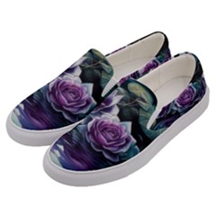 Roses Water Lilies Watercolor Men s Canvas Slip Ons by Ravend