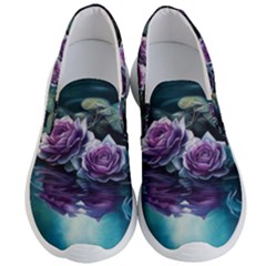 Roses Water Lilies Watercolor Men s Lightweight Slip Ons by Ravend