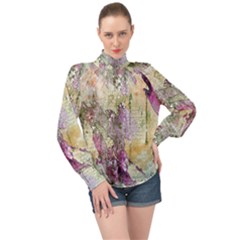 Background-105 High Neck Long Sleeve Chiffon Top by nateshop