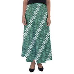 Batik-green Flared Maxi Skirt by nateshop