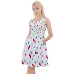 Cherries Knee Length Skater Dress With Pockets by nateshop