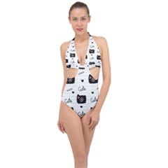 Cute-cutes Halter Front Plunge Swimsuit by nateshop