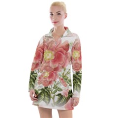 Flowers-102 Women s Long Sleeve Casual Dress