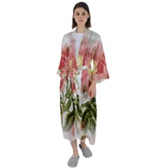 Flowers-102 Maxi Satin Kimono
