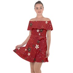 Flowers-106 Off Shoulder Velour Dress by nateshop