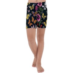 Flowers-109 Kids  Lightweight Velour Capri Yoga Leggings by nateshop