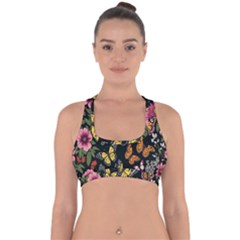 Flowers-109 Cross Back Hipster Bikini Top  by nateshop