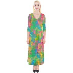 Pixel-79 Quarter Sleeve Wrap Maxi Dress by nateshop