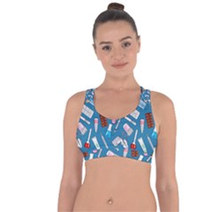 Medicine Pattern Cross String Back Sports Bra by SychEva