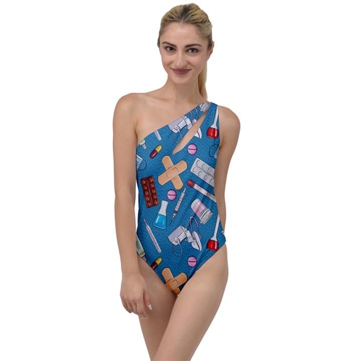 Medicine Pattern To One Side Swimsuit