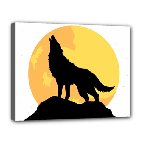 Wolf Wild Animal Night Moon Canvas 14  X 11  (stretched) by Semog4